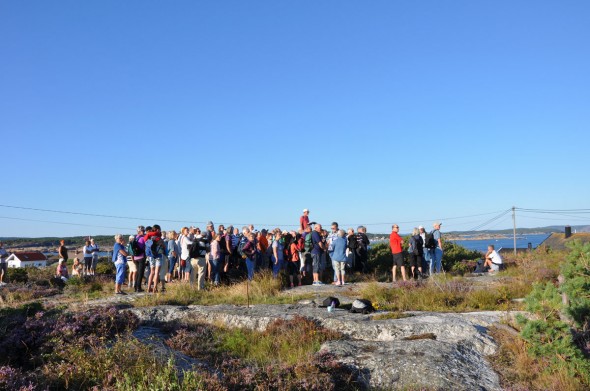 Alle turdeltakerne på toppen av øya. Foto: Lillian Nyborg